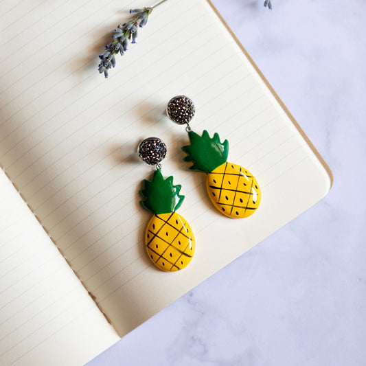 Ananas con chiusura in strass grigia